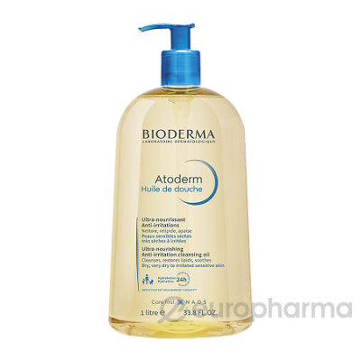 Bioderma Atoderm Ультрапитательное восстанавливающее масло для душа для сухой чувствительной и атопичной кожи лица и тела 1000 мл