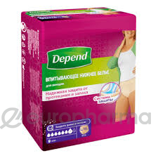 У - Depend трусики-подгузники урологические M/L для женщин № 10 шт (Уценка)