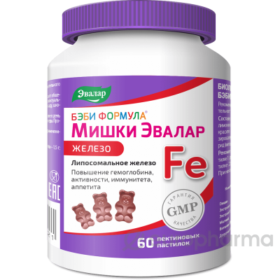 Бэби Формула® Мишки Железо, жевательные пастилки №60 по 2,5 г, банка