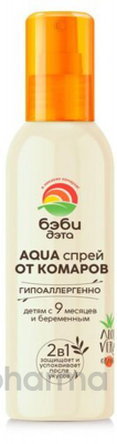 Бэби Дэта AQUA 100 мл спрей от комаров гипоаллергенный для детей с 9 месяцев и беременных