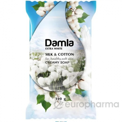 Туалетное мыло DAMLA 100гр SILK & COTTON  EXTRA WHITE