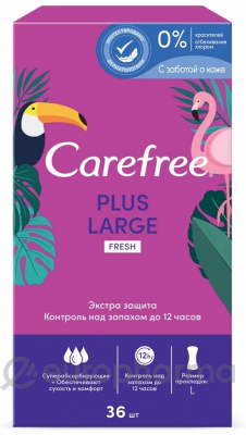 Ежедневные гигиенические прокладки Carefree Plus Large Fresh 36 шт