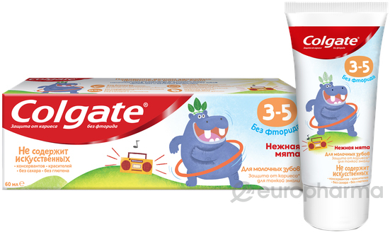 Colgate зубная паста без фторида нежная мята для детей 3-5 лет 60 гр