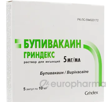 Бупивакаин Гриндекс р-р д/ин-й 5 мг/мл 10  мл № 5 амп