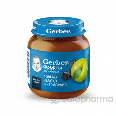 GERBER фруктовое пюре Яблоко Чернослив для первого прикорма с 5 мес 125г