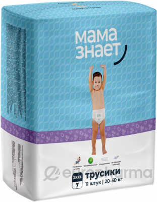 Мама Знает NEW MiniPacs Трусики XXXL 7 (11шт) 6 упаковок в коробке