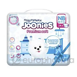 Joonies Подгузники Premium Soft, размер NB (0-5 кг), 24 шт