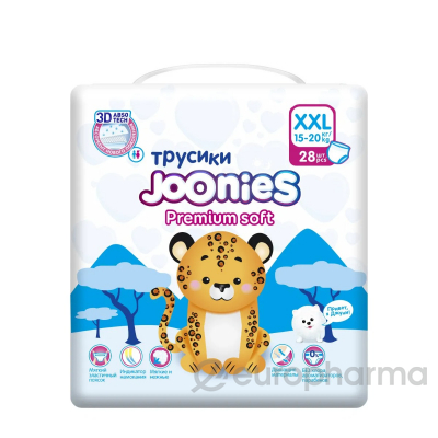 Joonies Подгузники-трусики Premium Soft, размер XXL (15-20 кг), 28 шт