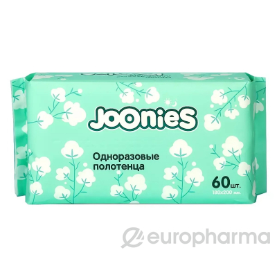 Joonies Полотенца одноразовые (нетканое волокно, белые) для детей 60 шт