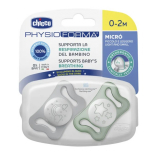 Chicco: Пустышка силикон PhysioForma Micro 0-2 м. 2 шт, glow