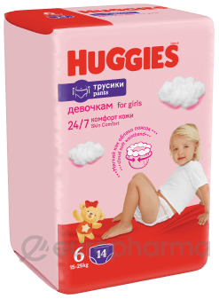 Трусики Huggies LW (6) Conv (15-25кг) 14шт*4 Girl