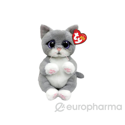 TY: Мягкая игрушка Beanie Boo's, серый котик, 15 см