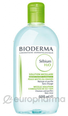 Bioderma мицелловый раствор мягкое очищение удаление макияжа Себиум Н2О 500 мл