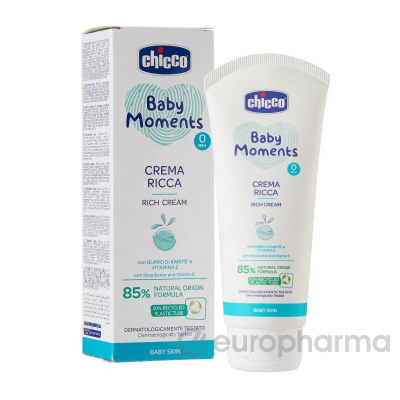 Chicco: Крем питательный "Baby moments" с маслом ши и витамином Е 100мл