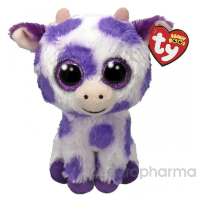 TY: Мягкая игрушка Beanie Boo's, фиолетовая коровка, 15 см