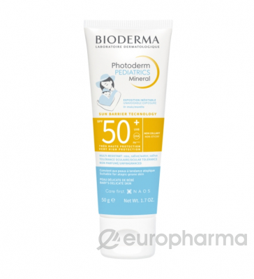 Bioderma PHOTODERM Cолнцезащитный минера SPF50+льный крем Pediatric для детей 50гр