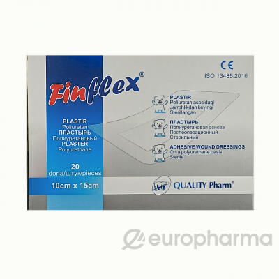 Пластырь послеоперационный Finflex стерильный на полиуретан. основе, раз 10cm x 15cm №20