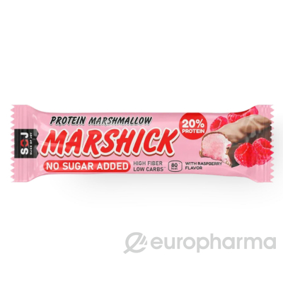 SOJ  MARSHMALLOW  протеиновый батончик  со вкусом малины глазиров. без доб.сахара 30г 64шт(4бл*16шт)