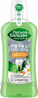ЛЕСНОЙ БАЛЬЗАМ TOTAL  Ополаскиватель для рта с морской солью, экстрактом ромашки и маслом облепихи, 400мл