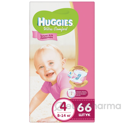 Huggies подгузники Ultra Comfort 4 (8-14кг) № 66 шт
