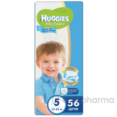 Huggies подгузники Ultra Comfort Mega 5 (12-22кг) для мальчиков 56 шт