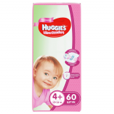 Huggies подгузники Ultra Comfort 4+(10-16кг) для девочек № 60 шт