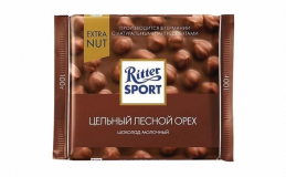 Ritter Sport EXTRA NUT "ЦЕЛЬНЫЙ ЛЕСНОЙ ОРЕХ" шоколад молочный 100гр