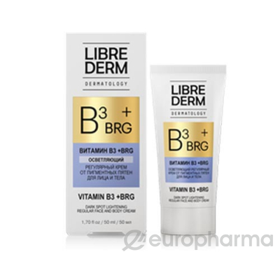 LIBREDERM BRG+Вит В3 крем осветляющий регулярный от пигментных пятен д/лица и тела 50 мл LIBREDERM BRG+Вит В3 крем осветляющий регулярный от пигментных пятен д/лица и тела 50 мл
