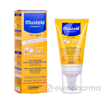 Mustela Молочко солнцезащитное с очень высокой степенью защиты SPF 50+,40 мл (026202) Mustela Молочко солнцезащитное с очень высокой степенью защиты SPF 50+,40 мл (026202)