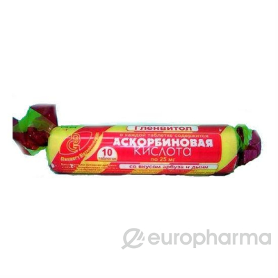 Аскорбиновая кислота с вкусом "Дыня-арбуз" №10 (скрутка) Аскорбиновая кислота с вкусом "Дыня-арбуз" №10 (скрутка)