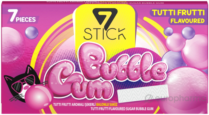 7Stick BUBBLE GUM  жевательная резинка TUTTI FRUTTI в полосках 14,5 г