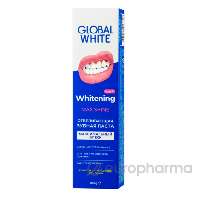 Global White зубная паста отбеливающая max shine Максимальный блеск 100 г