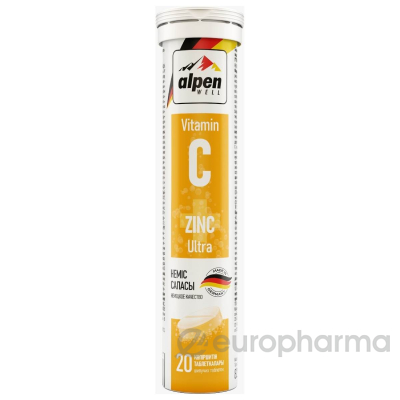 Alpen Well Витамин С+Цинк шипучие таб, №20