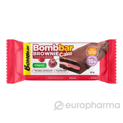 ТМ "BOMBBAR" Пирожное протеиновое глазированное с начинкой со вкусом "Брауни с вишней" 45г