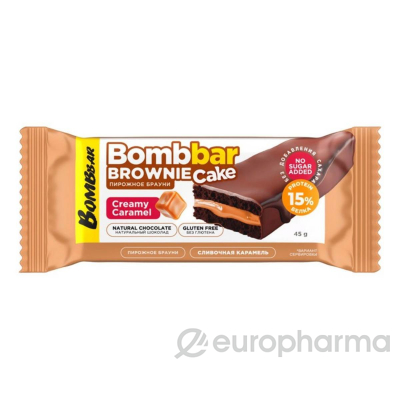 ТМ "BOMBBAR" Пирожное протеиновое глазированное с начинкой со вкусом "Сливочная карамель" 45г