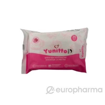 Yunitto Влажные салфетки Роза 20 шт