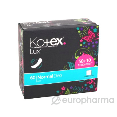 Kotex прокладки LUX SuperSlim (50+10) черные