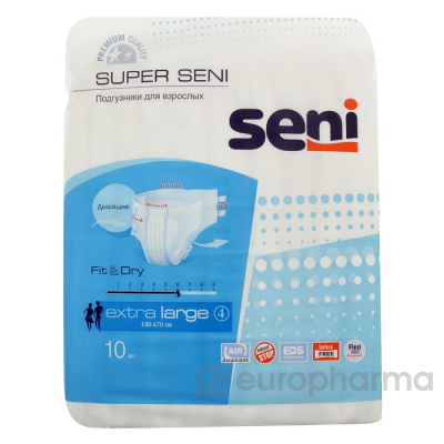 Подгузники Seni Super Large Extra №10, 130-170 см